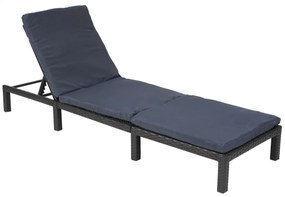 Záhradné lehátko HWC-A51 - polyratan, sivé vankúše basic 5cm - antracit
