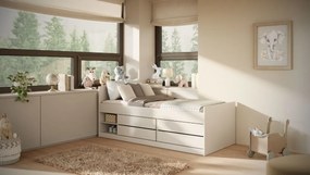 Detská posteľ LEON so šuplíkmi - 200x90 cm - biela