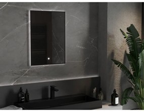 Mexen Erma, LED kúpeľňové zrkadlo s podsvietením a čiernym rámom 50x70 cm, 6000K, ochrana proti zahmlievaniu, 9814-050-070-611-70