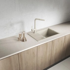 Laveo Barbados, 1-komorový granitový drez 650x440x215 mm, béžová, LAV-SBB_413T