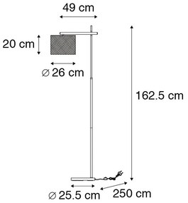 Priemyselná stojaca lampa čierna - Drum Mesh