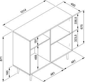Skrinka 2-dverová Bali, dub sonoma/výplet
