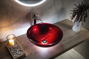 Sapho, MURANO ROSSO IMPERO sklenené umývadlo na dosku, priemer 40cm, červené, AL5318-63