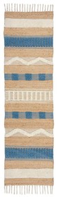 Ručne tkaný behúň s prímesou juty v modro-prírodnej farbe 60x230 cm Medina Jute – Flair Rugs