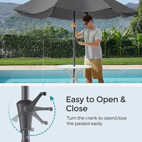 Záhradný slnečník Ø 3m, UPF 50+ (podstavec nie je súčasťou balenia), šedý