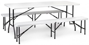 Zahradní sestava stůl a 2 lavice Banket bílá