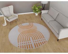 Oranžový/sivý prateľný okrúhly koberec ø 100 cm Arch – Vitaus