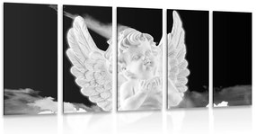 5-dielny obraz čiernobiely starostlivý anjelik na nebi - 200x100