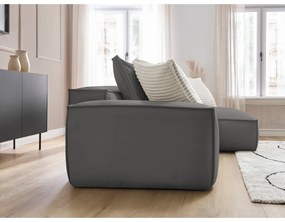 Sivá rohová pohovka z imitácie kože Boheme – Bobochic Paris