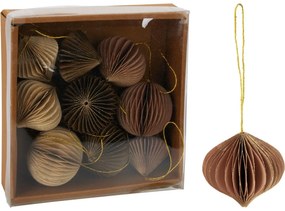 Súprava 9 ks vianočných ozdôb Ornaments, béžovo-hnedá, 6 cm, honeycomb