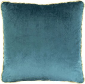 Petrolejový zamatový vankúš obšitý krúteným zlatým povrázkom Velvet - 45*10*45cm