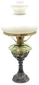 Petrolejová lampa s cínovou nohou 45 cm lesná zelená