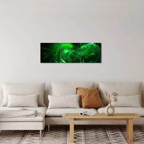 Obraz - zelená abstrakcia (s hodinami) (90x30 cm)