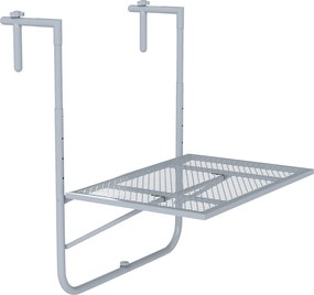 Outsunny skladací upínací balkónový stolík, 4 polohy výšky, 60 × 40 cm – sivý | Aosom