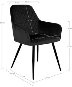 Čierne čalúnené jedálenské kreslá v súprave s podrúčkami 2 ks Harbo – House Nordic