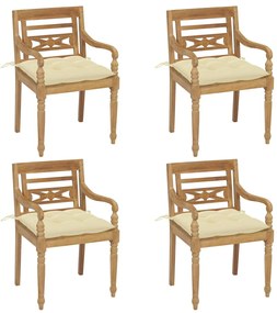 Batavia stoličky s podložkami 4 ks tíkový masív 3073312