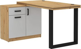 Rohový písací stôl LUGANO 138 cm s komodou a hrubou doskou Farba: Dub artisan