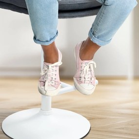 Barová stolička Damar - zamat, biely rám - tmavo šedá