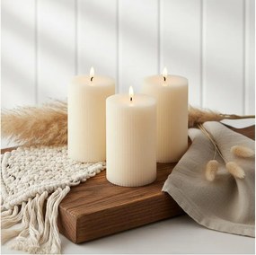 Sada 3x LED sviečok BRILLO LED/3xAAA 12,5 cm krémové + diaľkové ovládanie