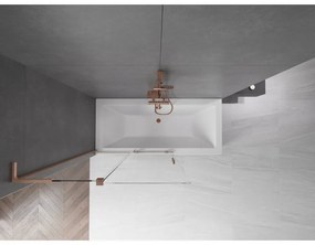 Mexen Velar L, 2-krídlová posuvná vaňová zástena 110 x 150 cm, 8mm číre sklo, medená matná, 896-110-003-01-65