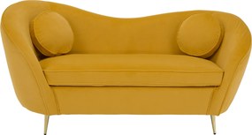 Dizajnový 2-sed, žltá Velvet látka/gold chróm zlatá, EZIO TYP 2