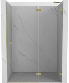 Mexen, Mexen Lunar pravé otočné sprchové dvere 135 cm, transparentné, brúsené zlato - 834-135-000-55-00-P