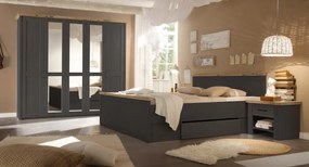 Posteľ s nočnými stolíkmi Locarno 180x200 cm, grafit/dub artisan