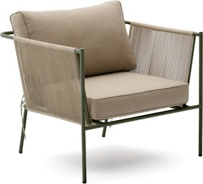 Zelené/béžové kovové záhradné kreslo Zivia – Kave Home