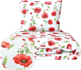 Obliečky krepové Maky biele TiaHome - 1x Vankúš 90x70cm, 1x Paplón 140x200cm