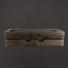 AMADEA Drevený obal s hrantíkom tmavý s vtáčikmi, 62x21,5x17cm, český výrobok