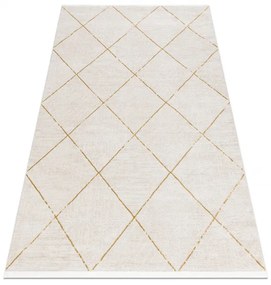 Koberec DUKE 51245 krémový / zlatý, károvaný / strapce