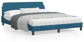 Rám postele s čelom modrý 160x200 cm zamat 373216