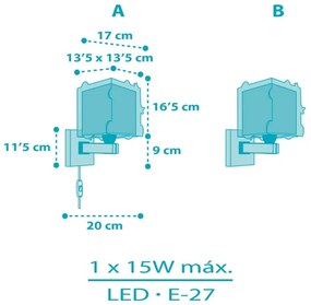 Dalber 63359 - Detské nástenné svietidlo ROCKET 1xE27/15W/230V