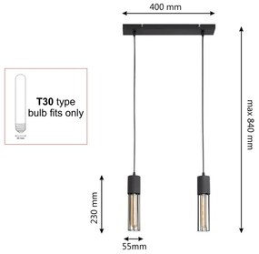 Luster na lanku MELODY 2xE27/15W/230V čierna