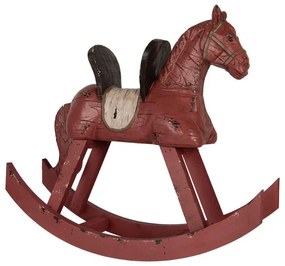 Červená antik dekorácia hojdací koník - 39*12*33 cm
