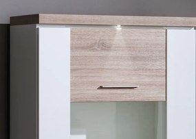 Obývacia stena Caracas Media, dub/biely lesk, s osvetlením