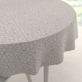 Biante Bavlnený okrúhly obrus Sandra SA-628 Sivobéžová mozaika na bielom Ø 120 cm