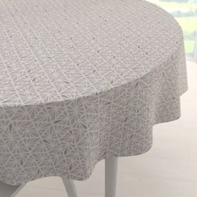 Biante Bavlnený okrúhly obrus Sandra SA-628 Sivobéžová mozaika na bielom Ø 50 cm