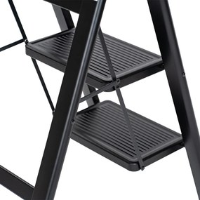 4Home Skladacie oceľové schodíky Steel, 3 stupne, čierna