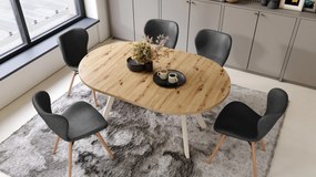 ALDO Dub Artisan/béžové nohy - OKRÚHLY LOFTOVÝ/INDUSTRIÁLNY ROZKLADACÍ STÔL DO OBÝVAČKY/JEDÁLNE