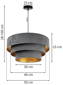 Závesné svietidlo Mediolan, 1x šedé/zlaté textilné tienidlo, (výber z 2 farieb konštrukcie)