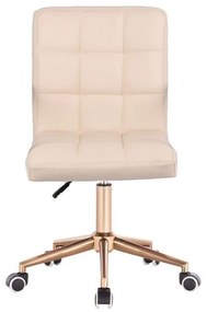 LuxuryForm DESIGN Stolička TOLEDO na zlaté podstave s kolieskami - krémová