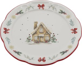 Vianočný keramický dezertný tanierik Chalet de Noël – Ø 20,5*2 cm