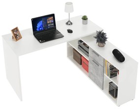 Tempo Kondela PC stôl, biela/betón, NOE NEW