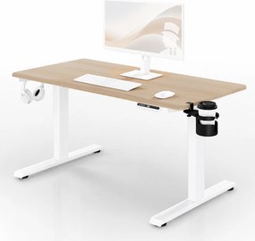 Elektrický stôl s nastaviteľnou výškou ergonomický biely/dub sonoma,1200x600 mm: ARIA