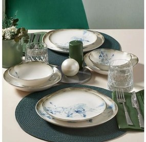 24-dielna jedálenská súprava, biela/modrá, porcelán