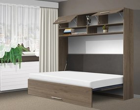 Nabytekmorava Sklápacia posteľ VS1056 MAX, 200x140cm farba lamina: agát/biele dvere, Varianta dverí: matné