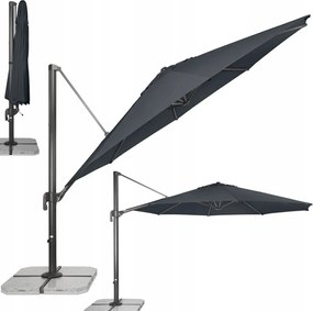 Záhradný Slnečník skladací Doppler Ravenna veľký 400 cm, bočný, antracit