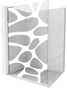 Mexen Kioto L, sprchová zástena Walk-In 70 x 200 cm, 8mm číre sklo biely vzor, ružové zlato profil, 800-070-103-60-97