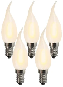 Sada 5 E14 LED matných sviečkových žiaroviek BXS35 1W 100 lúmenov 2200K